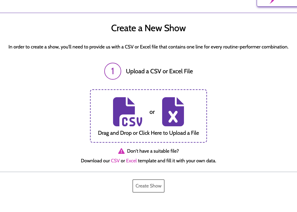 The Create a Show form